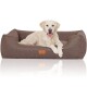 Hundebett Lotte aus Velours mit feinem Handwebcharakter braun/ grau XL