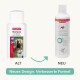 Beaphar hypoallergenes Haustiershampoo alte und neue Flaschendesigns mit Text „Neues Design. Verbesserte Formel“