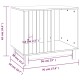 Illustration eines Haustieraufbewahrungsschranks mit beschrifteten Abmessungen: Höhe 62 cm, Breite 70 cm, Tiefe 36 cm, mit mehreren Fächern.