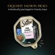 Sheba Fine Flakes in Jelly cat food with salmon, 85g tray, featuring a gray cat and text "Exquisite Salmon Meals" on a dark background.