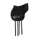 Schwarzes gepolstertes Tier-Sattel mit Mesh-Seiten und verstellbaren Riemen für sicheren Sitz.