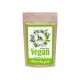 Veganes Hundefutter für Erwachsene in einer 500g Kraftpapier-Tüte mit grünen Akzenten, mit einer Hundillustration und dem Text 'Getreidefreies Rezept.'