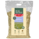 Transparente Tüte mit Real Nature Premium Leinenbettwäsche für Kleintiere, die ein blaues Blumenmuster zeigt und die Saugfähigkeit und Geruchskontrolle hervorhebt.