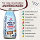 SmoothieDog‑Flaschen mit Logo und aufgeführten Vorteilen (Vielseitig einsetzbar, Flüssigkeitszufuhr, Zuckerfrei, Kalorienarm) gegenüber einem Beutel 'Herkömmliche Hundesnacks'.