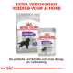 Royal Canin hondenvoer verpakking voor 'Gesteriliseerd' droogvoer voor grote honden en natvoer, ter bevordering van een ideaal gewicht.