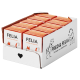 Eine Ausstellungsbox mit mehreren Paketen FELIA Haustierfutter, mit einer Katzengrafik und dem Text "FRED & FELIA Tierliebe vom Allerfeinsten."
