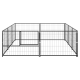 Schwarze Metall-Hundebox-Ecke mit Gittermuster und sicherem Riegel, entworfen für die Sicherheit und Eingrenzung von Haustieren.
