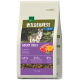 Beutel Real Nature Wilderness 'Rocky Hills' Adult Hundefutter mit Wolfsmotiv, Illustration von Rind und Kürbis, 2,5 kg, Text '65%/35%/0%'.
