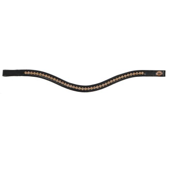 Schwarzes Haustierhalsband, verziert mit einer Reihe von funkelnden Strasssteinen, mit einem geschwungenen Design und einem kleinen Logoanhänger.