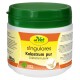 Behälter von cdVet Colostrum Pure, 250g, mit einem grünen Deckel und einem orangefarbenen Etikett, das Nährwertinformationen und Anwendungshinweise enthält.