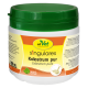 Behälter von cdVet Colostrum Pure, 250g, mit einem grünen Deckel und einem orangefarbenen Etikett, das Nährwertinformationen und Anwendungshinweise enthält.