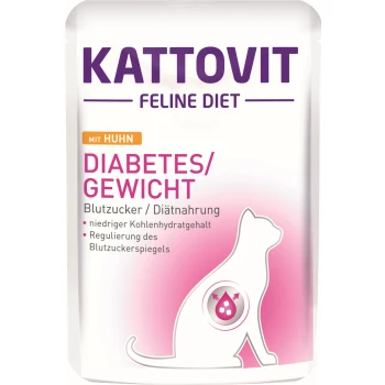 Feline Diet Nassfutter Katze Diabetes Adult Huhn 24x85 g Kattovit Feline Diet für diabetische Katzen, Hühnergeschmack, betont niedrige Kohlenhydrate und Blutzuckerregulation.