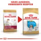 Vergleich von Royal Canin Hundefutter: Junior für Cavalier-Welpen (links) und neue Welpenformel (rechts) mit aktualisiertem Design.