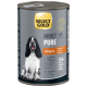 Boîte de nourriture pour chien Select Gold Adult Pure Kangaroo avec image de chien noir et blanc, 70 % kangourou, formule sans céréales.