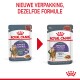Afbeelding van twee Royal Canin Appetite Control kattenvoer zakken met nieuwe verpakking en de tekst "Nieuwe verpakking, dezelfde formule."