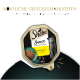 Sheba Sauce Collection Katzenfutterverpackung mit "Sauce Lover mit Huhn" in einer 85g Portion, mit einem Bild einer schwarzen Katze und einer grünen Schüssel.