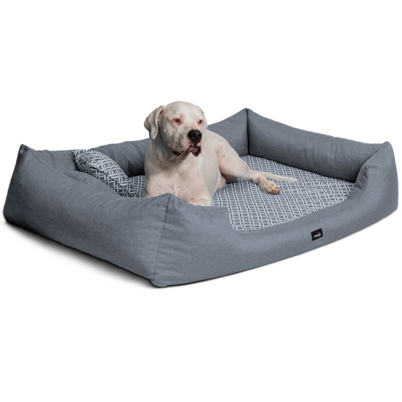 Tierlando ® Orthopädisches Hundebett ELLEN Polyester Rauten-Muster L-XXXL grau/ grau 1,1 m, 25 cm, 90 cm