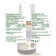 Bernsteinflasche mit weißem Deckel, aus der kleine weiße Perlen herausfallen. Text: "Rein natürliche Mischung nach Dr. Bach" und "Purely natural mixture."
