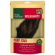 Rinderohren-Leckerli für Hunde, verpackt mit dem Text 'REAL NATURE WILDERNESS' und 'PURE SNACK', in mehreren Sprachen einschließlich Deutsch und Französisch.