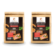 Zwei Beutel WILDFANG Hundefutter, beschriftet mit "HUHN mit Süßkartoffel & Kräuter," mit Bildern von Huhn und Gemüse, jeweils 2 kg.