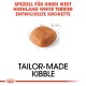 Futterkibble, das speziell für West Highland White Terriers entwickelt wurde, mit einer Skizze der Kibble-Form und dem Text "Tailor-Made Kibble."
