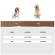 Bild von zwei Hunden, einem Beagle und einem Golden Retriever, mit einer Größentabelle darunter, die die Maße für XL- und XXL-Haustierprodukte auf Deutsch auflistet.