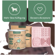 Hundefutter-Topping für Zahn- und Mundhygiene, 250 g, mit rosa Slow-Feeder-Matte, deutscher Text "Mehr Beschäftigung" und "Bessere Akzeptanz".