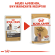 Zwei Beutel Royal Canin Hundefutter für Yorkshire Terrier, beschriftet "Erwachsene" und "Fellgesundheit", mit dem Text "NEUES AUSSEHEN, UNVERÄNDERTE REZEPTUR."