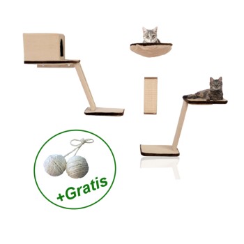 Rohrschneider Katzen Kletterwand 8-teilig mit Gratis-Spielballset
