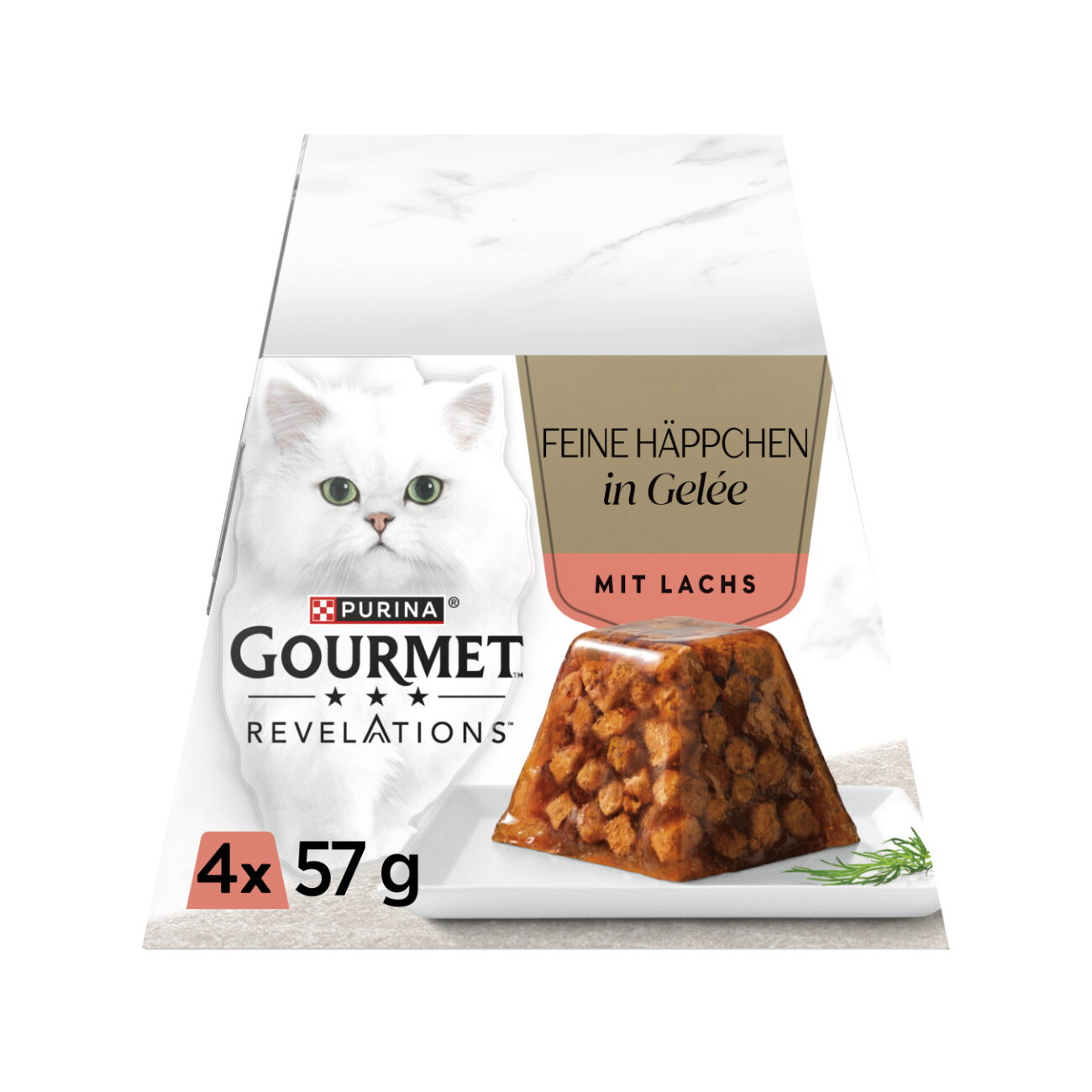 GOURMET REVELATIONS Nassfutter Katze Feine Häppchen in Gelée 4 x 57 g Lachs