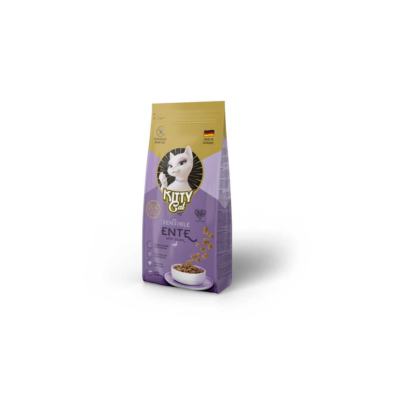 KittyCat Trockenfutter Katze, Adult, Ente Sensible 3 kg