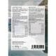 Trockenfutterpaket für Hunde mit Lachs, Kartoffeln und Karotten. Enthält Fütterungsempfehlungen, Nährwertinformationen und Zutatenliste.