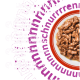 Nassfutternapf; lila Feld mit Text „Unser perfektes Versprechen“, Häkchen: Vitamine, 90 % Protein, keine künstlichen Zusatzstoffe.