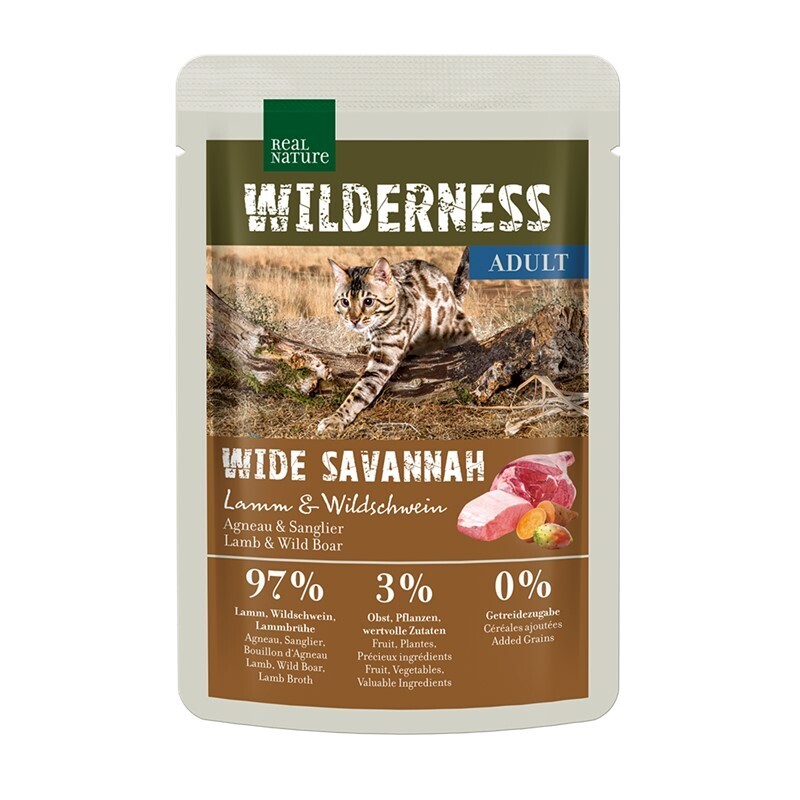 REAL NATURE Wilderness Adult 12 x 85 g Wide Savannah lam en wild zwijn 12x85 g