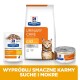 Produkty diety weterynaryjnej Hill's Prescription Diet Urinary Care, wyeksponowane: worek suchej karmy, puszka mokrej karmy i saszetka, z etykietą "Zalecane przez weterynarzy."