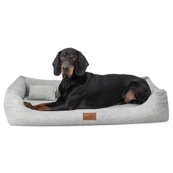 ® WILLIAM Couture - Orthopädisches Hundebett | Bequemes Hundesofa hellgrau 1,1 m, 22 cm, 85 cm
