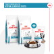 Royal Canin hypoallergenic dog food bags and treats, with a bowl of kibble, labeled "Treats compatible with hypoallergenic diets."