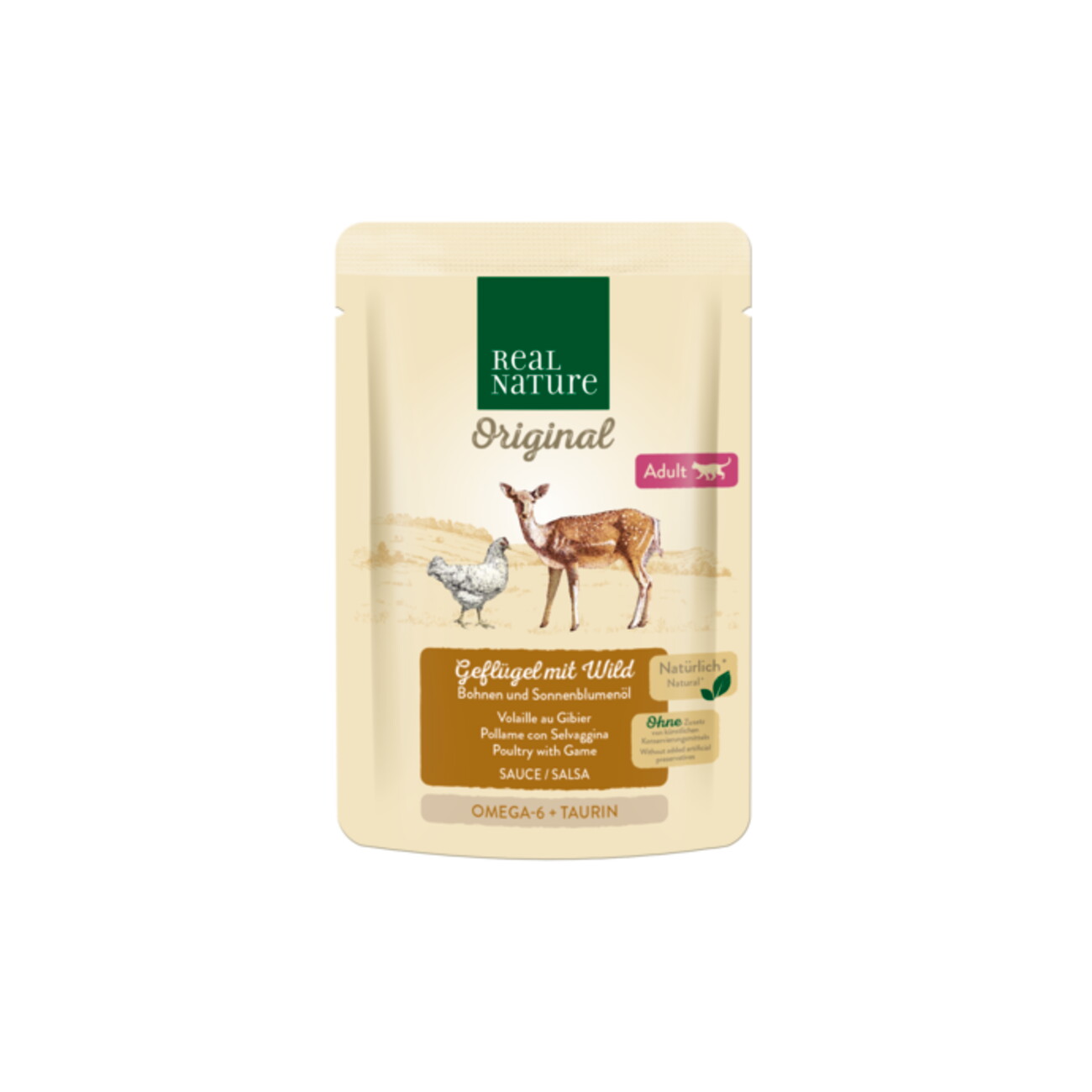 REAL NATURE Original Nassfutter Katze, Adult, Geflügel mit Wild 12x85 g