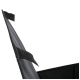 Nahaufnahme des Stoffrandes einer schwarzen Tragetasche für Haustiere mit einem Klettverschluss, der das robuste Design und die sichere Verschlussfunktion zeigt.