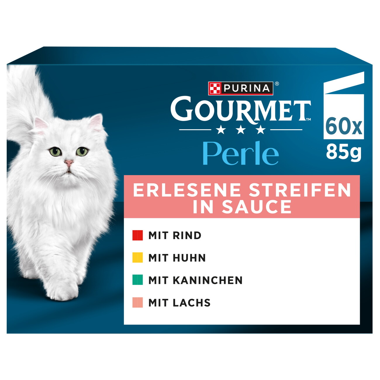Mixpaket Gourmet Perle 60 x 85 g - Erlesene Streifen in Sauce (4 Sorten) Katzenfutter Nass - Image 3