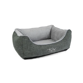 VitaBed Classic orthopädisches Hundebett grau XL Graues Haustierbett mit einem weichen, gesteppten Innenraum und einem stilvollen Design, mit dem Text "TrendPet" auf der Vorderseite.