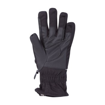 Schwarze Hundepflegehandschuhe mit strukturiertem Griff, mit einem engen Handgelenk und einem Design mit fünf Fingern für eine einfache Handhabung.