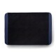 Schwarzes Haustierbett mit einer weichen Oberfläche und navyblauen Kanten, entworfen für Komfort und Stil.
