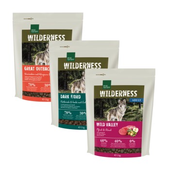 Pack de dégustation WILDERNESS Adulte 3x1kg Pack 5, Cheval, lapin, renne