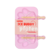 Pinkfarbene Pfoten-Eisform mit Holzstielen, beschriftet mit #BEGBUDDY, Marke „ICE BUDDY pfoten“ für Hundesnacks.