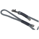 Graue geflochtene Hundeleine mit einem Metallclip und gepolstertem Griff für Komfort.