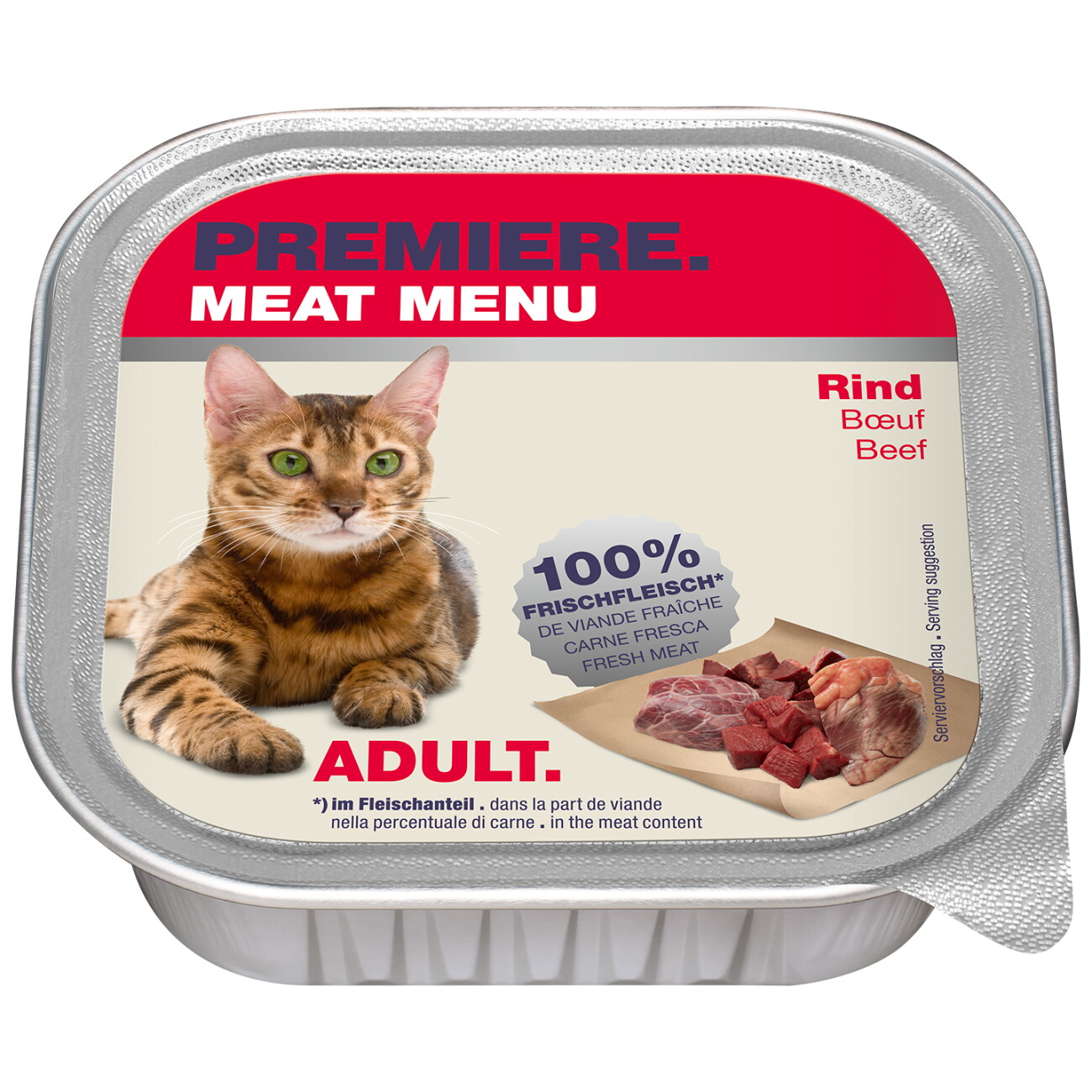 PREMIERE Meat Menu Nassfutter Katze Adult Rind 16x100 g