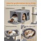 Katzenbaum für große Katzen mit einem gemütlichen Versteck, geräumigen Liegeflächen und Kratzpfosten. Text: "Ideal für große Katzen bis zu 10 kg."