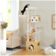 75" moderner großer Katzenbaum mit mehreren Katzen, die klettern und ruhen, Text „Wunderbares Schloss für Ihre Haustiere!“