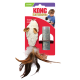 KONG Refillables kattenspeelgoed: pluchen muis met verenstaart en navulbare catnipbuis; verpakking toont 'CATNIP'.